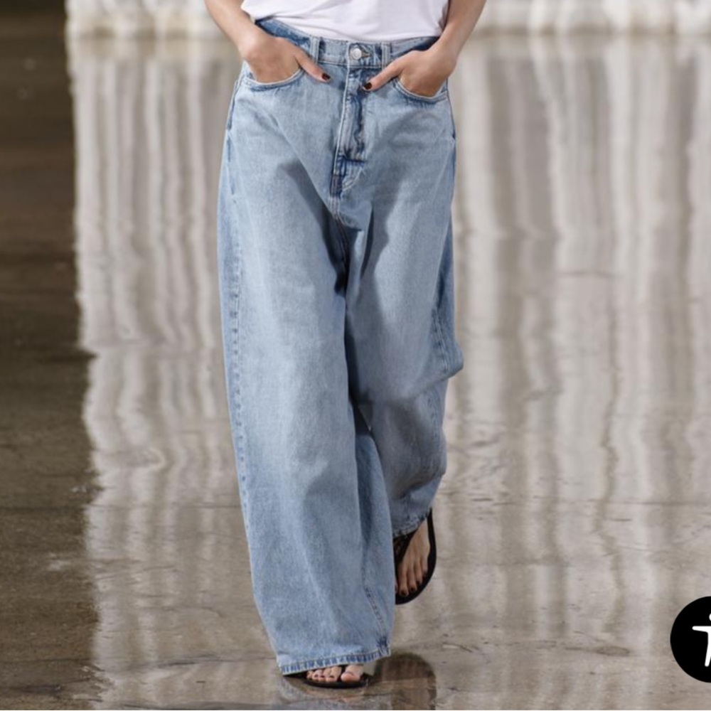 Zara Blue Flare Wide Leg Jeans